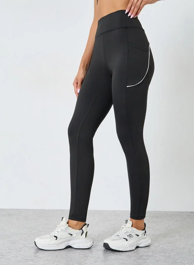 Styli Active Women Back Reflective Black Leggings